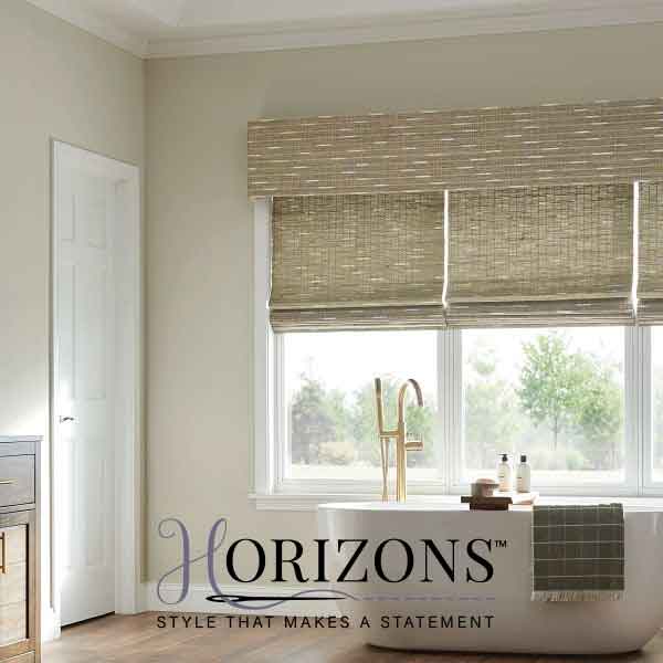 Horizons bathroom shades: moisture-resistant, stylish window treatments for privacy and elegance.