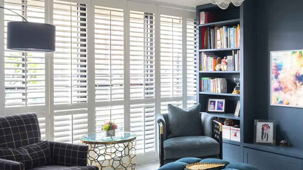 Elegant custom window shutters from The Fabric Source, designed for style, privacy, and durability.